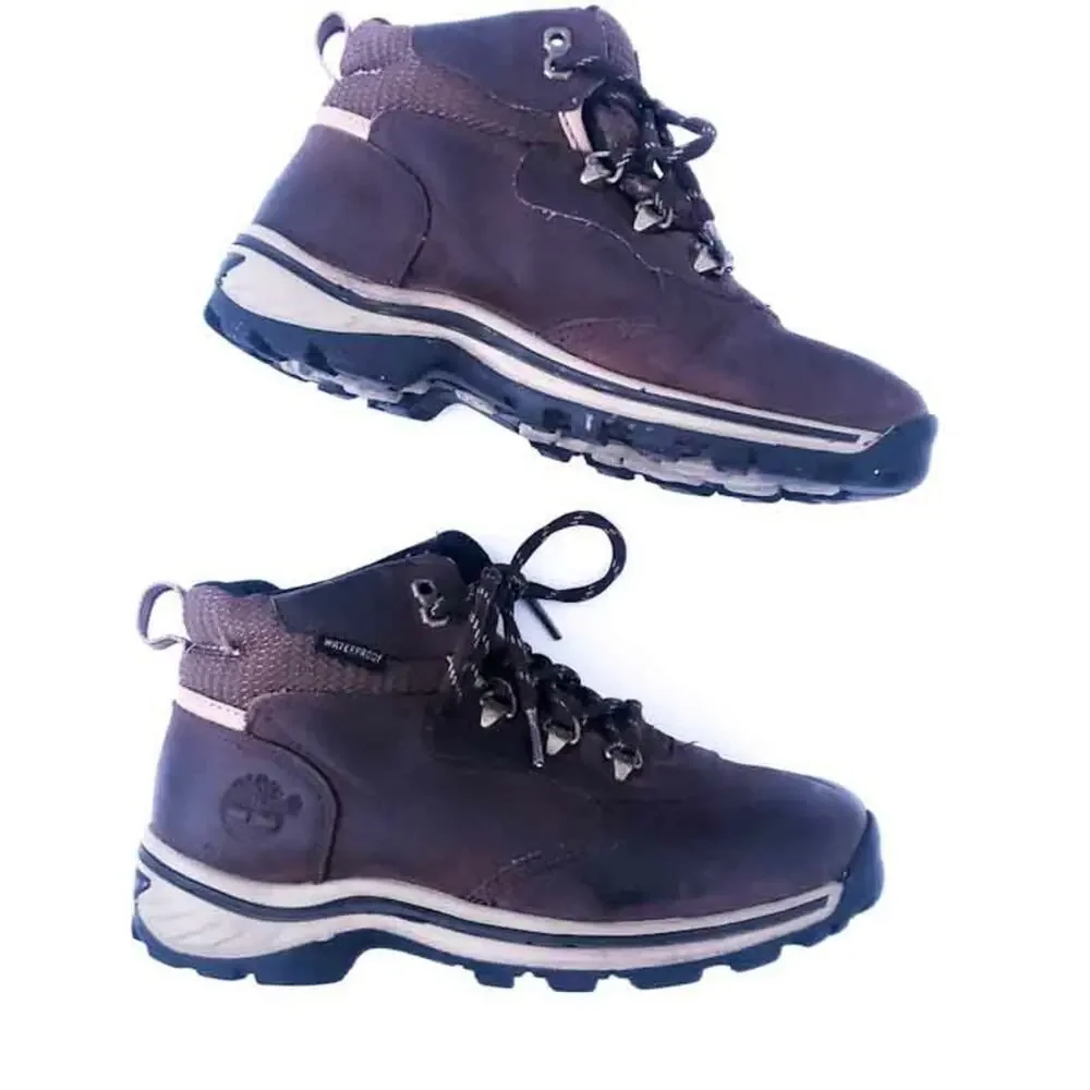 Timberland Leather Boots Brown Boys Size 2.5, Hiking Outdoors Winter